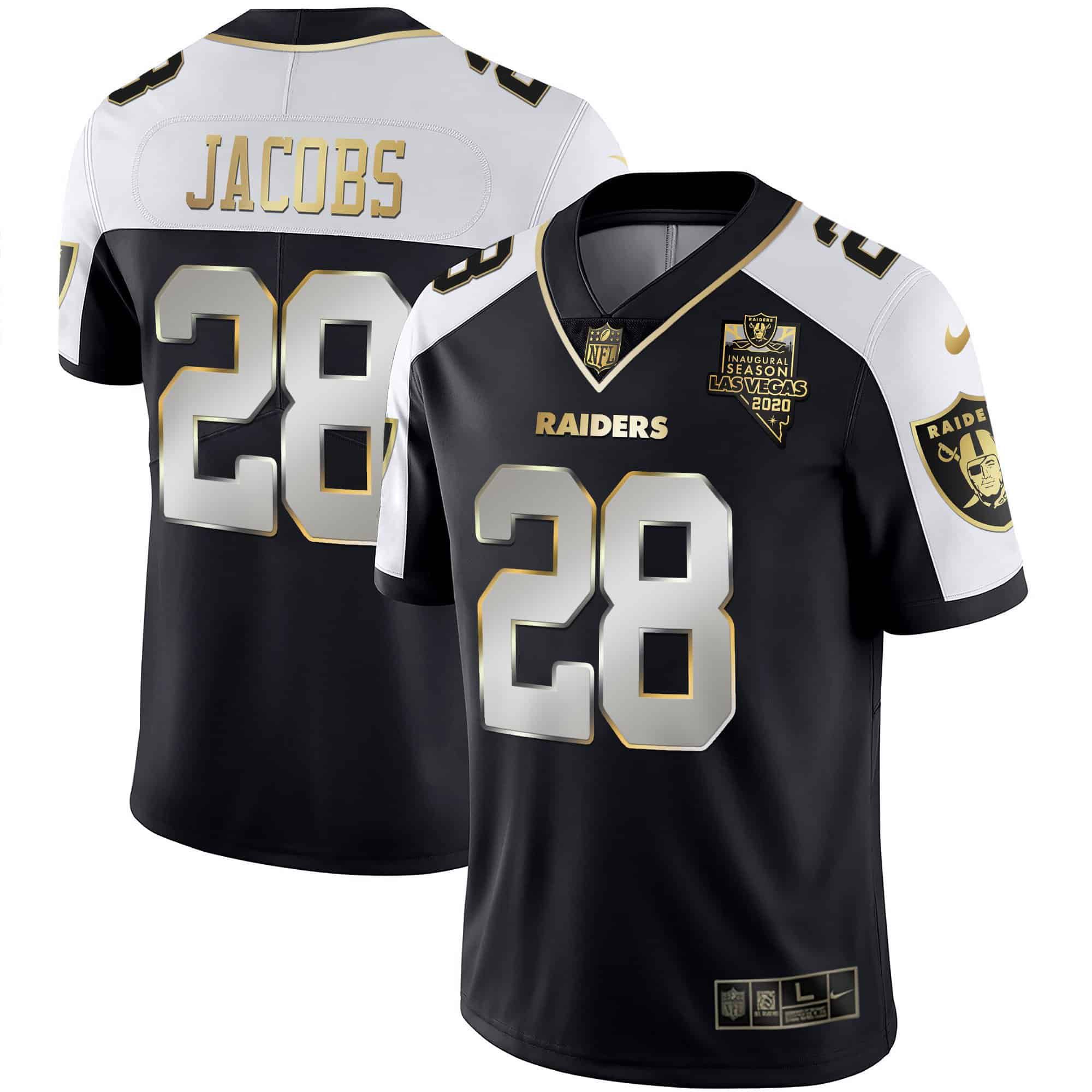 Men Oakland Raiders #28 Jacobs 2024 Nike Vapor Black Gold & Black Inverted Limited NFL Jersey style 1